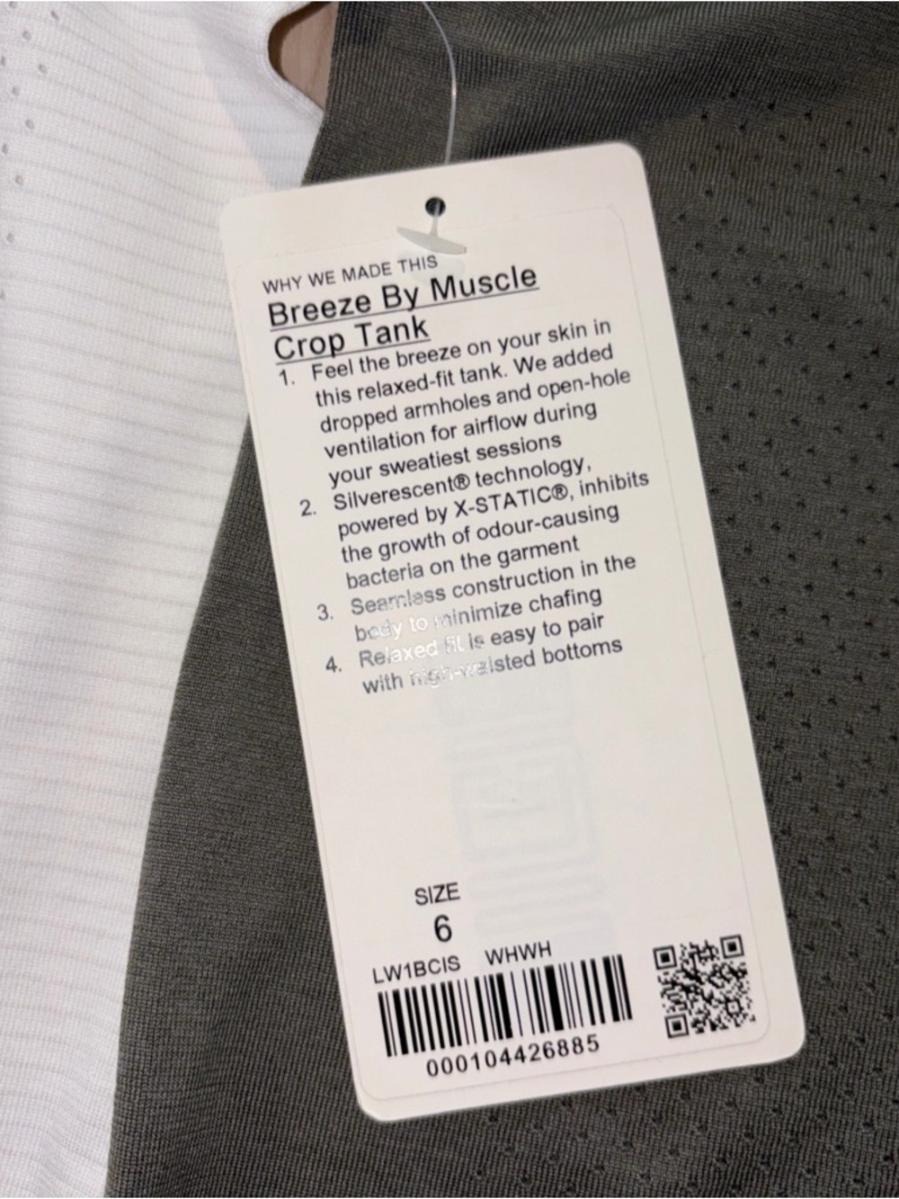 Lululemon Lot Breeze By Muscle Tank Sz 6 White Grey Sage NWT - Picture 3 of 5